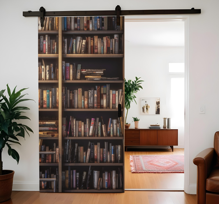 Sticker trompe l'oeil étagères de bibliothèque - TenStickers