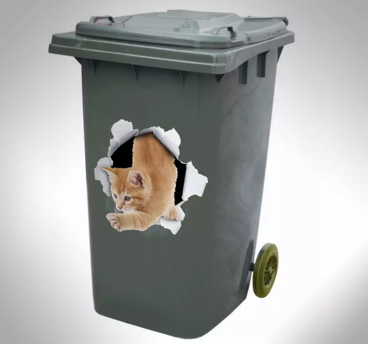 Sticker trompe l’œil chat - TenStickers