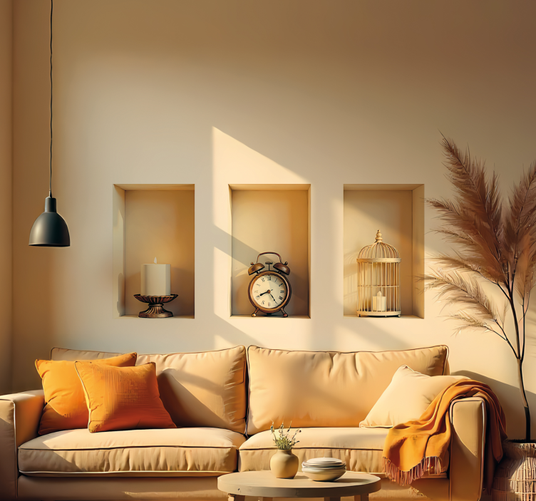 Sticker trompe l'oeil éléments vintage dans un cadre - TenStickers