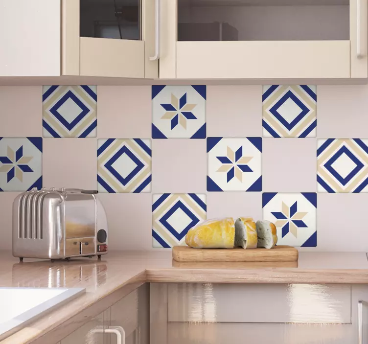 Sticker carrelage coloré tons bleus - TenStickers