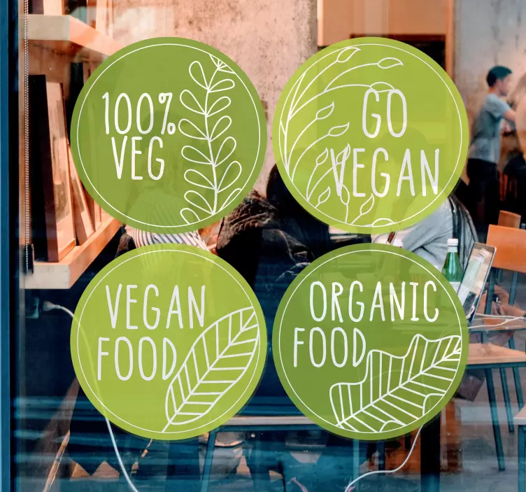 Sticker vitrine alimentation végane 100% - TenStickers
