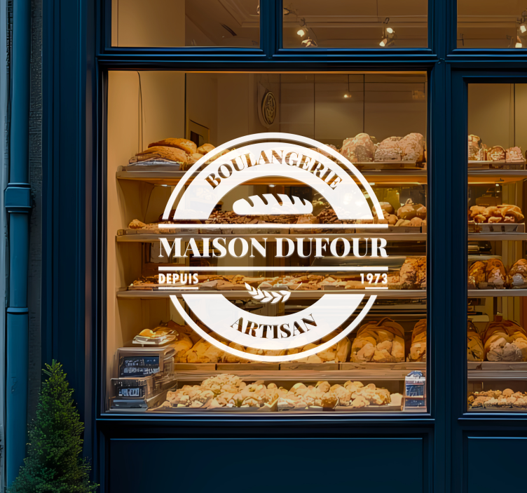 Sticker vitrine entreprise de boulangerie personnalisée - TenStickers