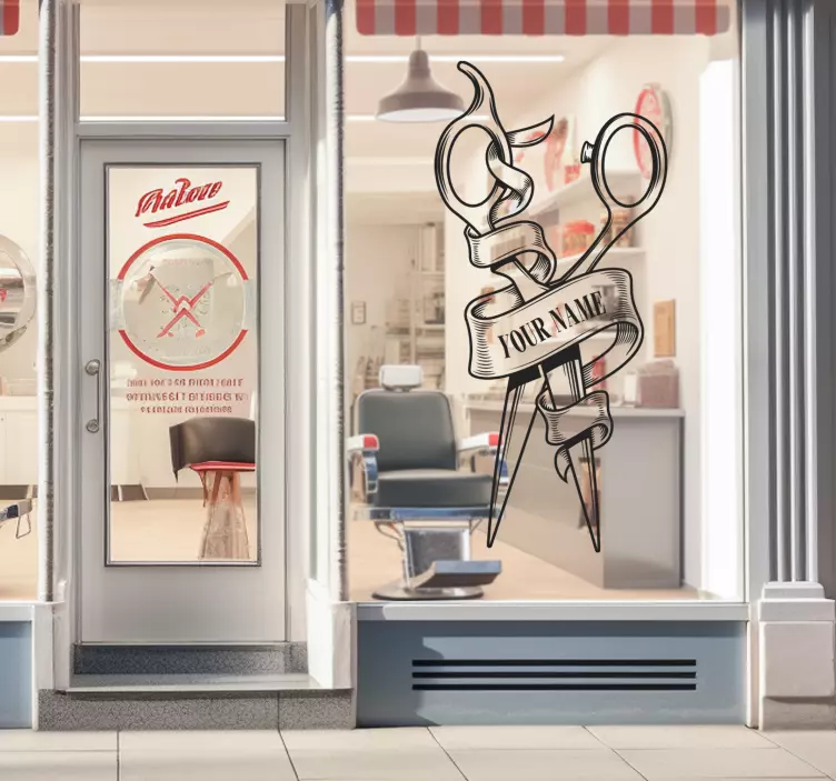Sticker fenêtre logo de barbier personnalisé - TenStickers