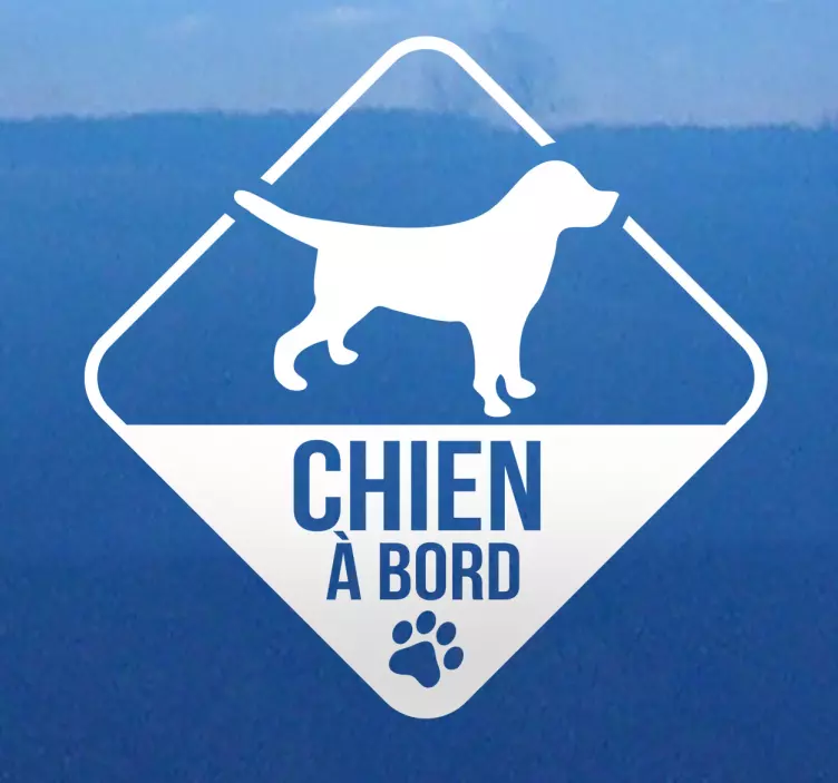 Sticker Voiture Dessin Chien à bord - TenStickers