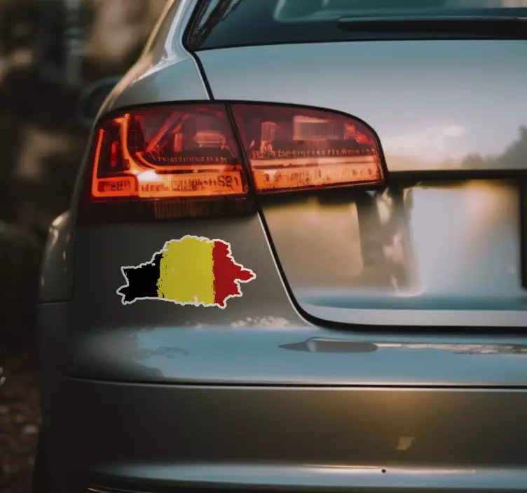 Autocollant voiture drapeau belge sur carte - TenStickers