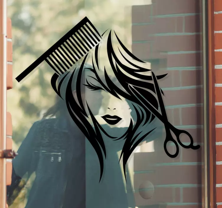 stickers de ciseaux et peigne de salon de beauté - TenStickers