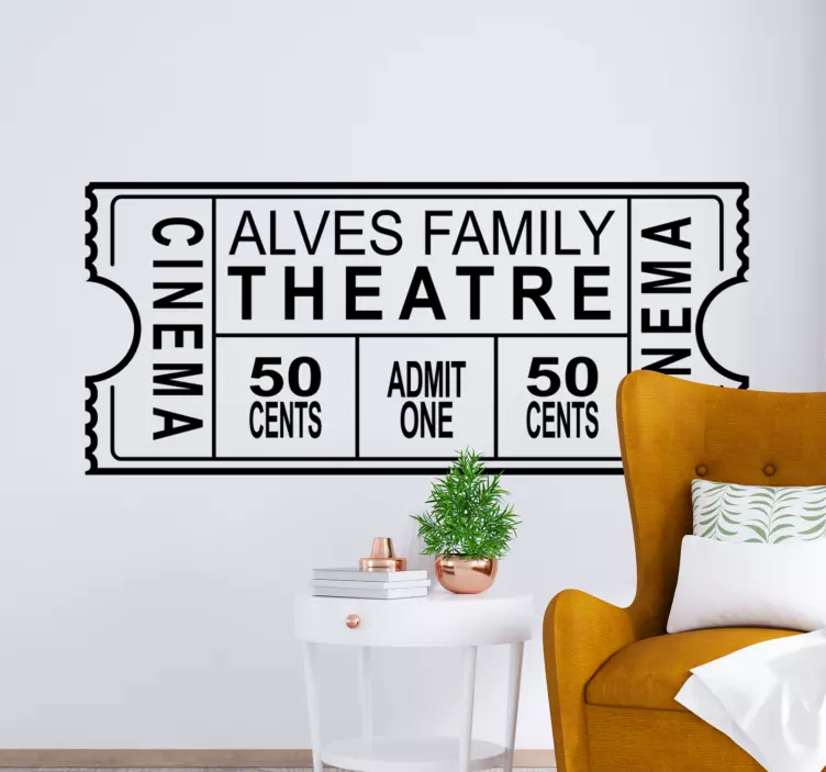 stickers de cinéma de billet de théâtre familial personnalisé - TenStickers