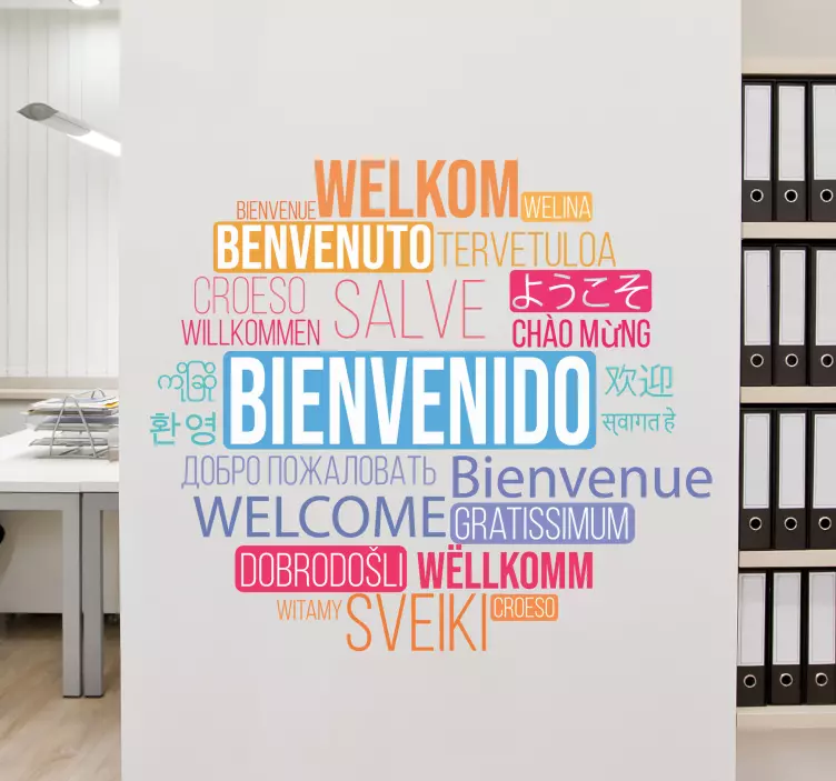 Texte de bienvenue dans de nombreuses langues - TenStickers