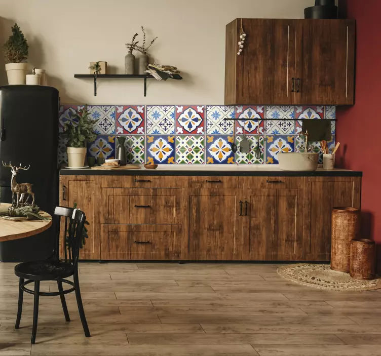 Sticker cuisine motif carreaux portugais - TenStickers