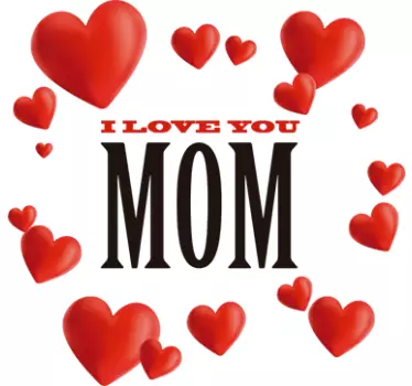 Sticker amour I love you mom et cœurs - TenStickers