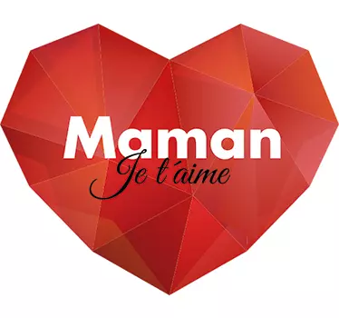 Sticker vitrine amour cœur géométrique Maman je t'aime - TenStickers