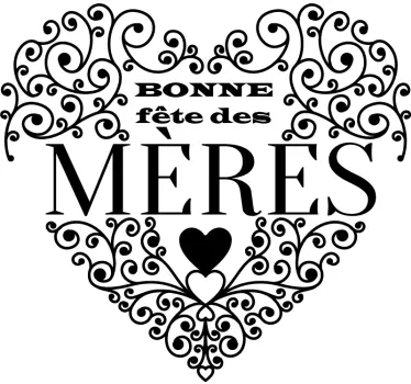 Sticker vitrine fête des mères forme cœur - TenStickers