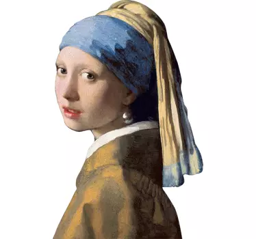 Sticker ordinateur tableau jeune fille à la perle - TenStickers