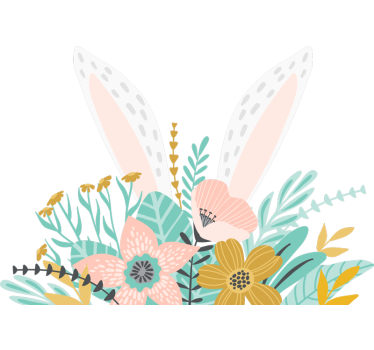 Sticker vitrine oreilles de lapin et plantes - TenStickers