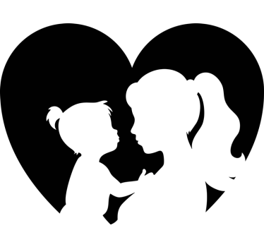 Sticker vitrine silhouette de cœur de mère - TenStickers