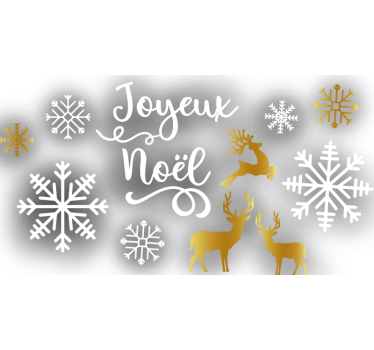 Sticker vitrine paysage de cerfs dorés - TenStickers