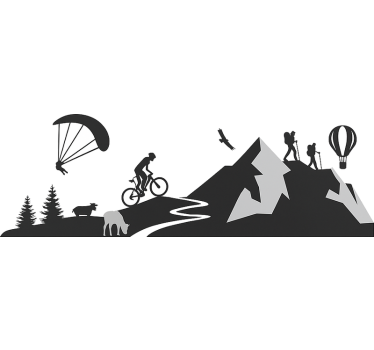 Sticker camping car sports de montagne - TenStickers