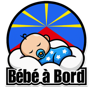 Autocollant bebe a bord bébé endormi sur l'île - TenStickers