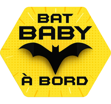 Autocollant bebe a bord panneau jaune chauve-souris - TenStickers