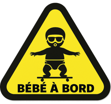 Autocollant bebe a bord conception de bébé skateur - TenStickers