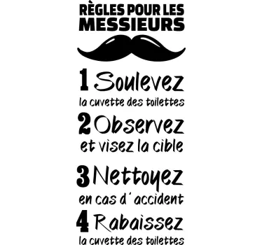 Sticker texte règles toilette - TenStickers