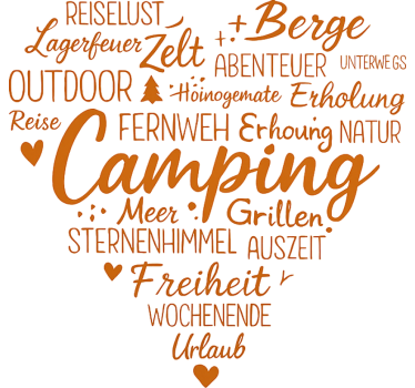 Sticker camping car camper le cœur, une bombe de mots - TenStickers