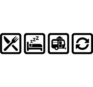 Sticker camping car caravane manger dormir répéter - TenStickers
