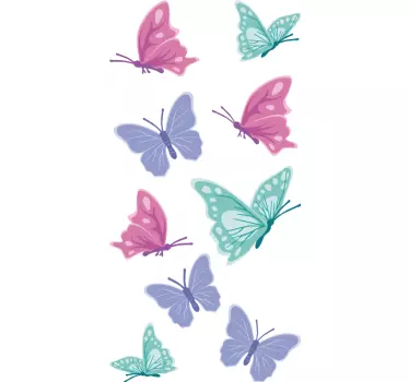 Sticker chambre enfant papillons bleues et violettes - TenStickers