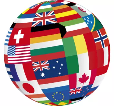 Sticker mural globe drapeaux - TenStickers
