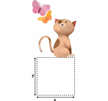 Sticker interrupteur chat et papillons colorés - TenStickers