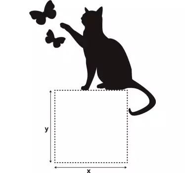 Sticker interrupteur chat et papillons - TenStickers