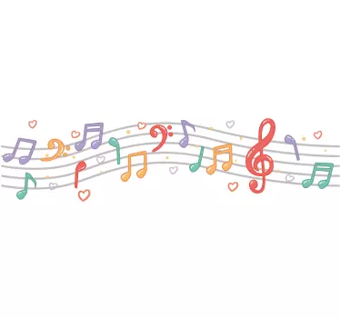 Sticker Chambre Enfant Notes de Musiques Colorées - TenStickers
