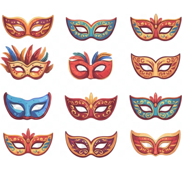 Sticker vitrine ensemble de masques de carnaval - TenStickers