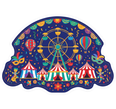 Sticker vitrine carnaval bleu de cirque - TenStickers