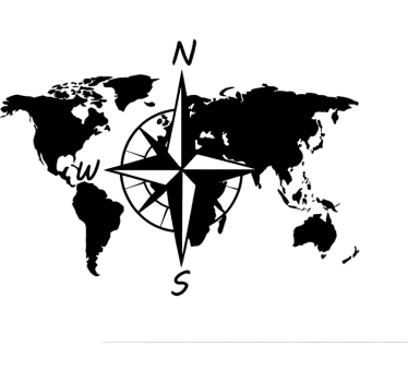 Sticker camping car worldmap avec compas - TenStickers
