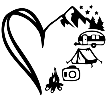 Sticker camping car cœur d'aventure composite - TenStickers