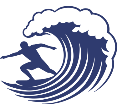 Sticker camping car vague et surfer - TenStickers