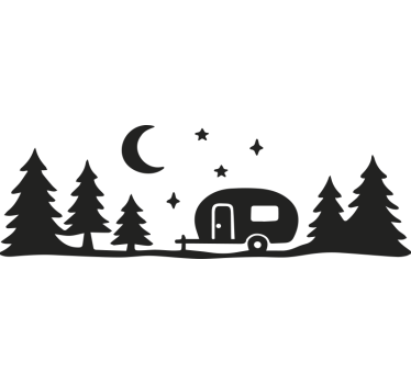 Sticker camping car forêt et ciel nocturne - TenStickers