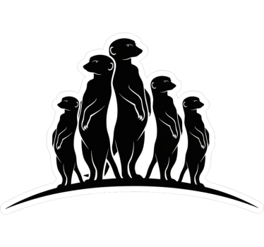 Sticker camping car famille de suricates curieux - TenStickers