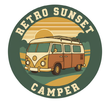 Sticker camping car coucher de soleil rétro - TenStickers
