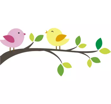 Sticker interrupteur moineaux sur une branche - TenStickers