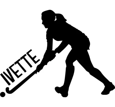 Sticker Maison Joueuse de Hockey avec Prénom - TenStickers