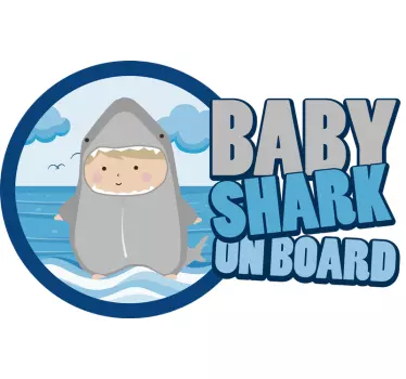 Stickers Dessin Baby Shark à bord - TenStickers