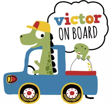 Stickers Dessin Dinosaure à bord - TenStickers