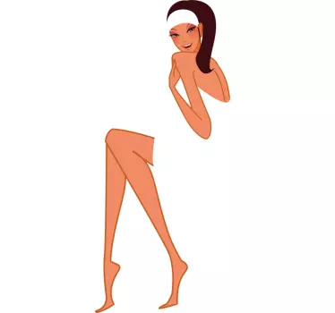 Sticker salle de bain fille en serviette - TenStickers