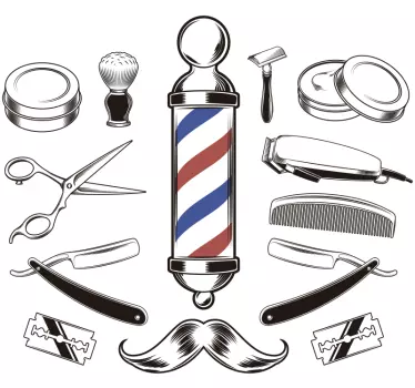 Décoration murale instruments de coiffeur - TenStickers