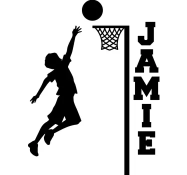 Sticker netball avec nom basket-ball - TenStickers
