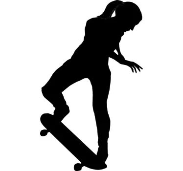Sticker Silhouette d'une fille sur skate - TenStickers