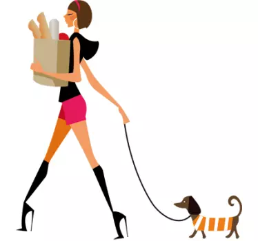 adhesif mural femme et chien - TenStickers