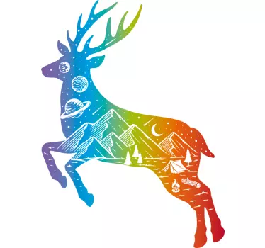 Sticker Animal Sauvage Cerf coloré - TenStickers